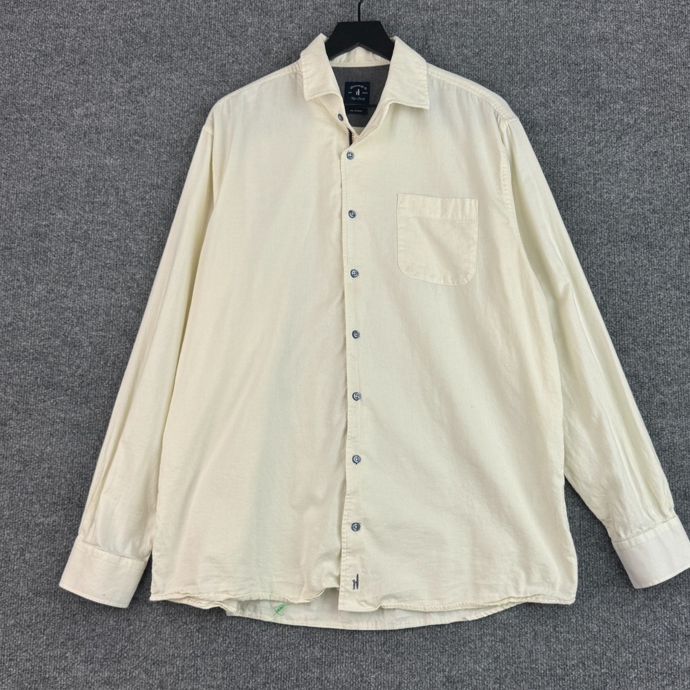 Johnnie-O Top Shelf Button Up Shirt Mens XL Cream Casual Preppy Long Sleeve